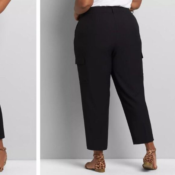Lane Bryant Perfect Drape Cargo Pants Womens 14 Black Relaxed Ankle Casual 0409X - Picture 2 of 6